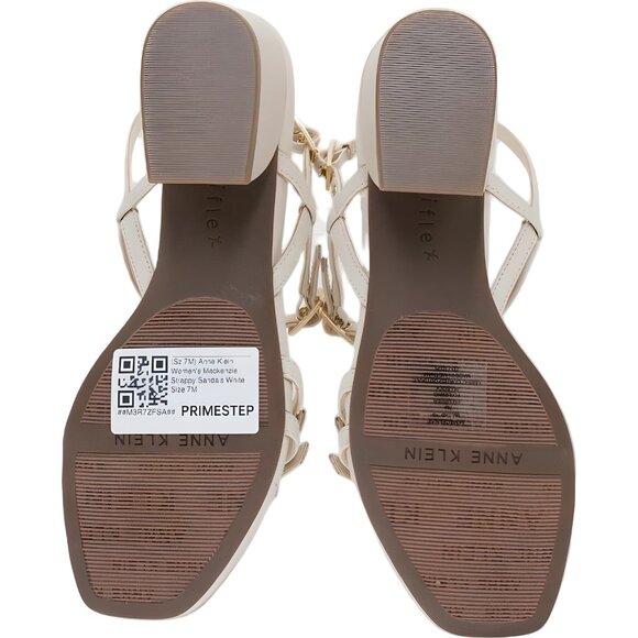 Anne Klein Mackenzie Strappy Block Heel Sandals White US 7M - Picture 6 of 6